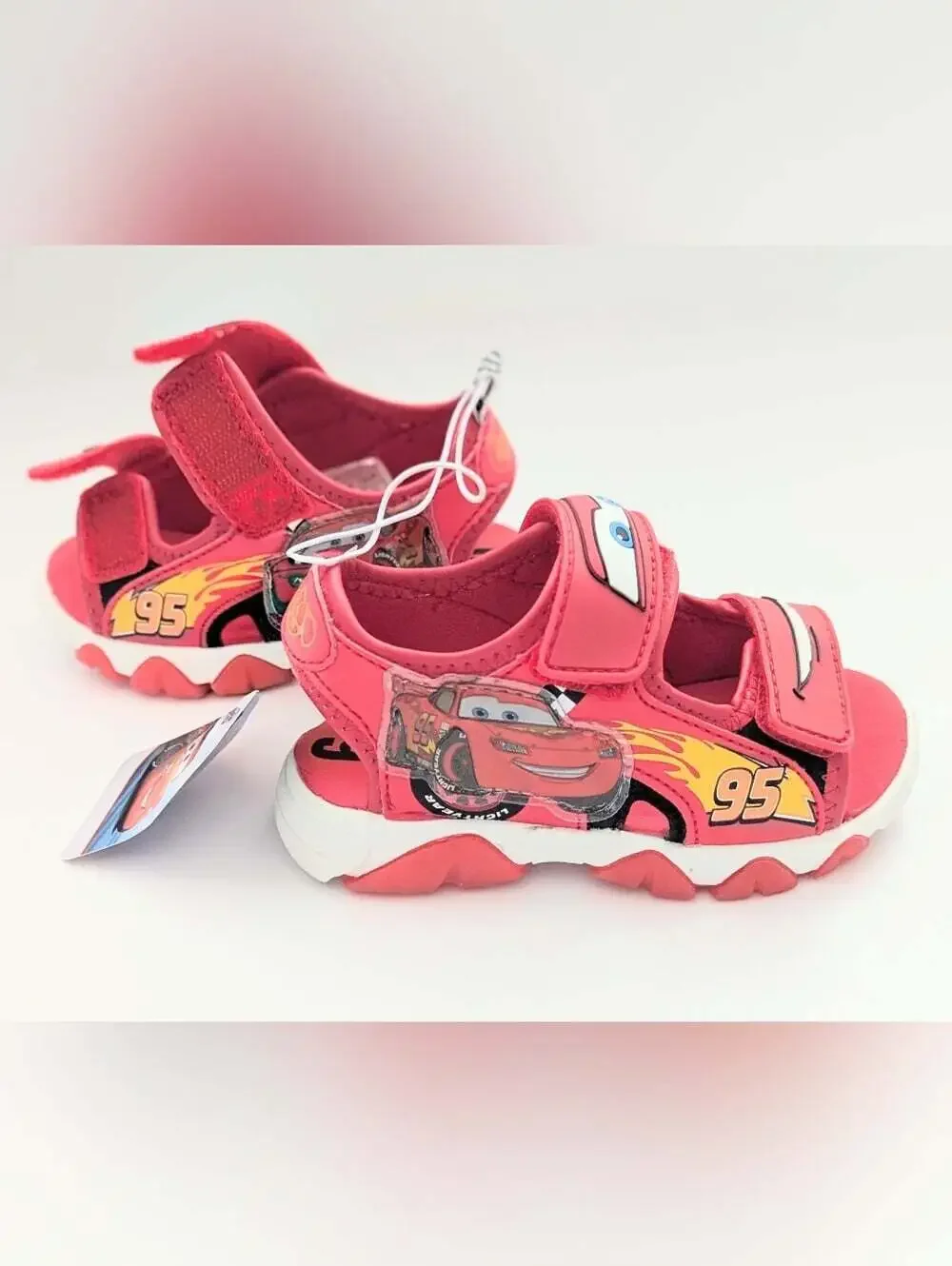 NWT Cars Lightning McQueen Kids (Size 6) Light-Up Sandals w/Velcro Open/Close